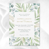 Lush Eucalyptus Light Greenery Sage Wedding Invita Kaart