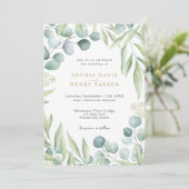 Lush Eucalyptus Light Greenery Sage Wedding Invita Kaart (Staand voorkant)