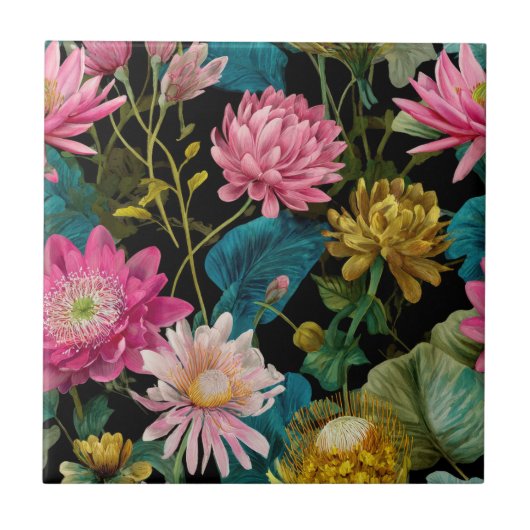 Lush Exotic Leaves BOHO Tropical Pattern Botanical Tegeltje (Voorkant)