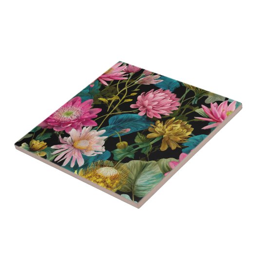 Lush Exotic Leaves BOHO Tropical Pattern Botanical Tegeltje (Zijkant)