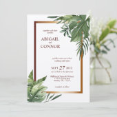 Lush Exotic Tropical Palm Leaves Bronze Lijst Kaart (Staand voorkant)