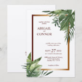 Lush Exotic Tropical Palm Leaves Bronze Lijst Kaart (Voorkant / Achterkant)