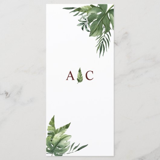 Lush Exotic Tropical Palm Leaves Menu (Achterkant)