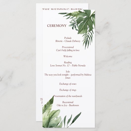 Lush Exotic Tropical Palm Leaves Programmakaart (Voorkant / Achterkant)