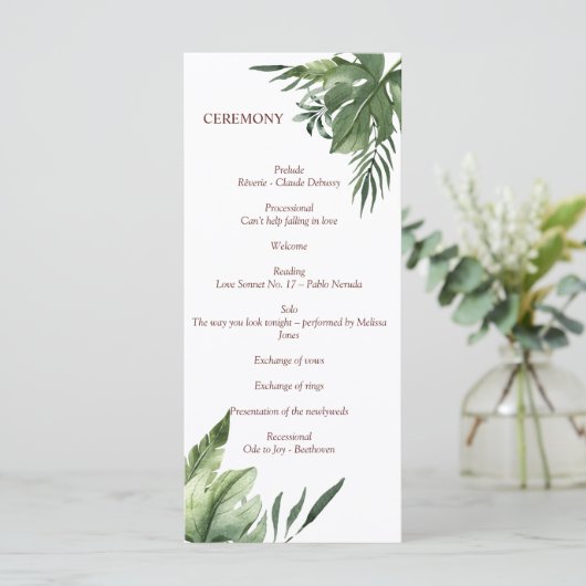 Lush Exotic Tropical Palm Leaves Programmakaart (Staand voorkant)