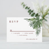 Lush Exotic Tropical Palm Leaves RSVP Kaartje (Staand voorkant)