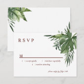 Lush Exotic Tropical Palm Leaves RSVP Kaartje (Voorkant / Achterkant)