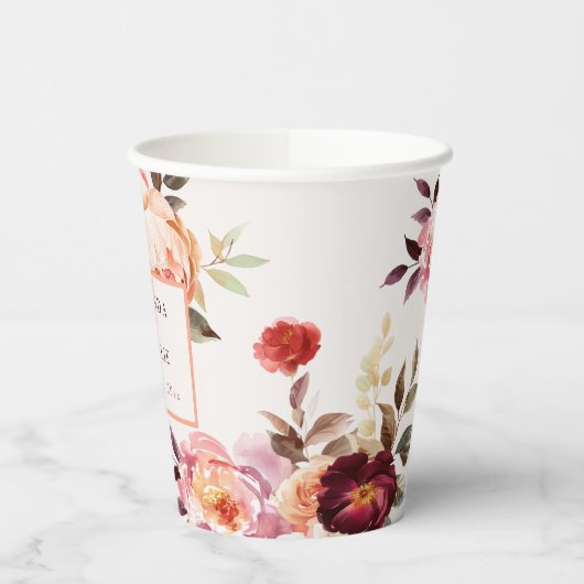 Lush Fall Floral Wedding Paper Cups Papieren Bekers (Links)