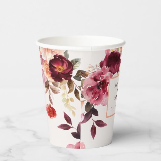 Lush Fall Floral Wedding Paper Cups Papieren Bekers (Rechts)