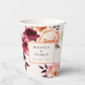 Lush Fall Floral Wedding Paper Cups Papieren Bekers (Voorkant)