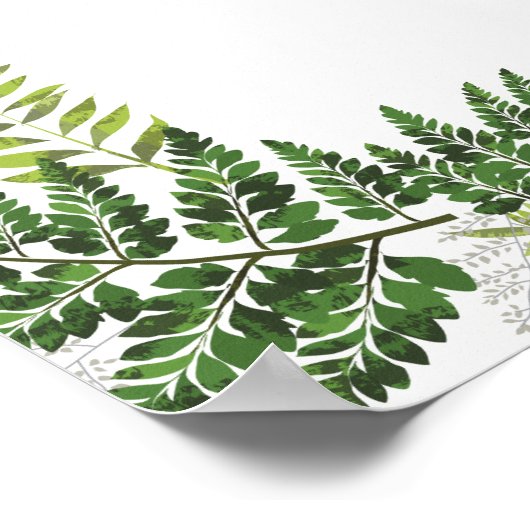 Lush Fern Tropical Botanical Weddenschap Welkomstt Poster (Hoek)