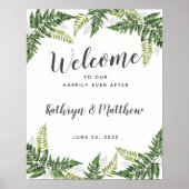 Lush Fern Tropical Botanical Weddenschap Welkomstt Poster (Voorkant)