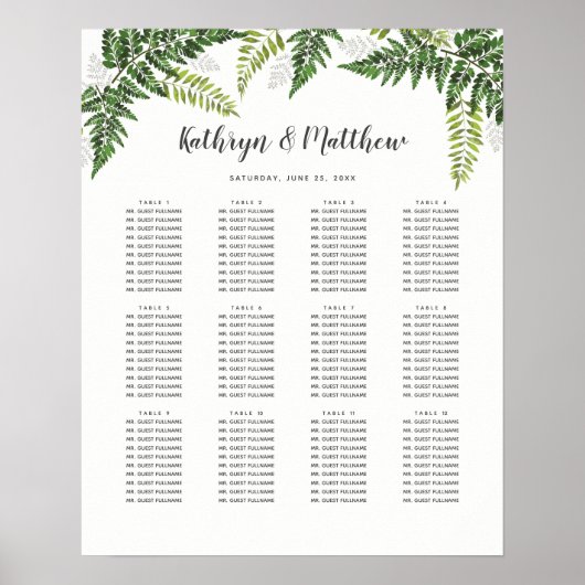 Lush Fern Tropical Botanical Wedding Suite Poster (Voorkant)