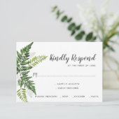 Lush Fern Wedding Suite Reageer met Diner Opties RSVP Kaartje (Staand voorkant)