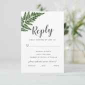 Lush Fern Wedding Suite Reageer met Diner Opties RSVP Kaartje (Staand voorkant)