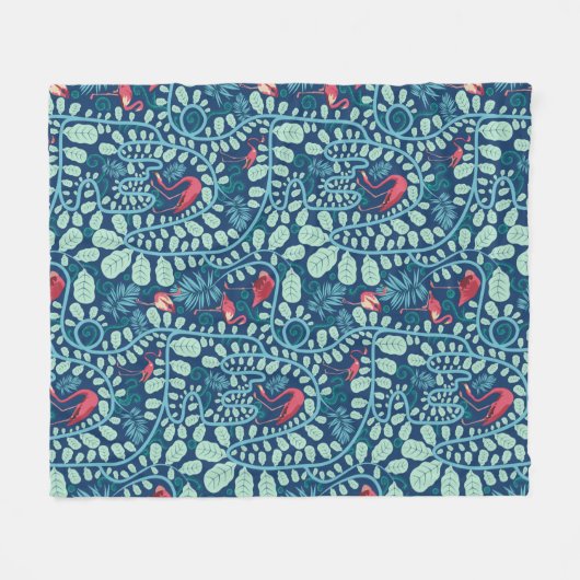 Lush Flamingo Oerwoud Fleece Deken (Voorkant (Horizontaal))