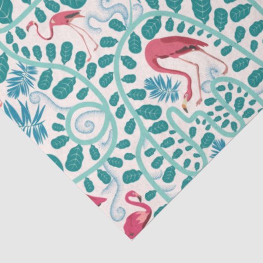 Lush Flamingo Oerwoud Pattern *Soft Breeze* Tissuepapier (Detail)