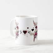 Lush Floral Cluster Velvet Hearts Classic Mug Gift Koffiemok (Voorkant links)