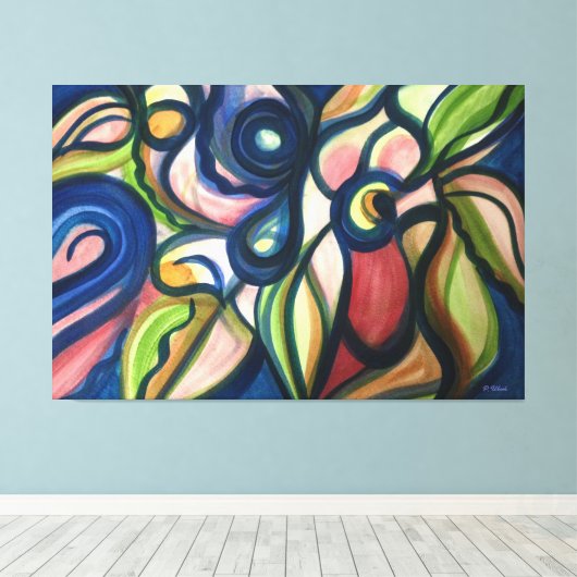 Lush Floral Modern Art Stretched Canvas Afdrukken (Insitu (Houten vloer))