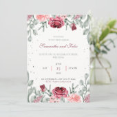 Lush Floral Waterverf Country Wedding Invitation Kaart (Staand voorkant)