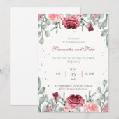 Lush Floral Waterverf Country Wedding Invitation Kaart (Voorkant / Achterkant)