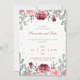 Lush Floral Waterverf Country Wedding Invitation Kaart