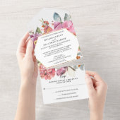 Lush Flowers Alles-in-één bruiloft uitnodiging (Afscheurbaar)