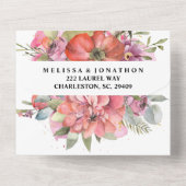 Lush Flowers Alles-in-één bruiloft uitnodiging (Achterkant)