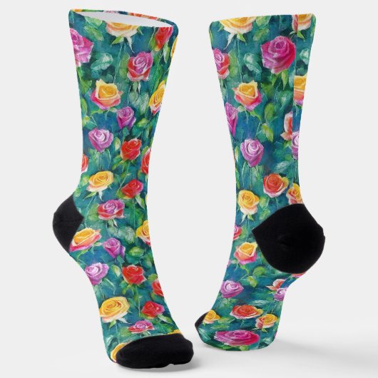 Lush flowers garden watercolor pattern sokken (Gebogen)