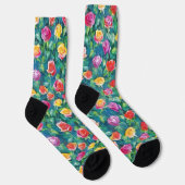 Lush flowers garden watercolor pattern sokken (Rechts)