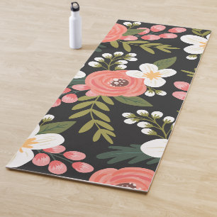 Lush Folksy Florals Black Yogamat