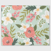 Lush Folksy Florals in Mint Green Cadeaupapier (Vlak)