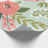 Lush Folksy Florals in Mint Green Cadeaupapier (Hoek)