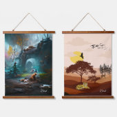 Lush Forest Landscape en Savannah natuur sunset Hangend Wandkleed (Dubbel)