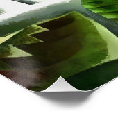 Lush Forest Waterfall in Geometric Art Style v1 Perfect Poster (Hoek)