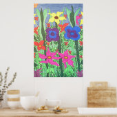 Lush Garden Boho Folk Floral Art Poster Print (Keuken)