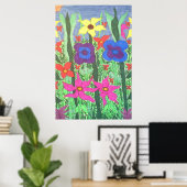 Lush Garden Boho Folk Floral Art Poster Print (Thuiskantoor)