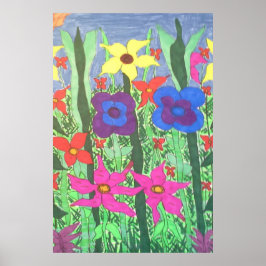 Lush Garden Boho Folk Floral Art Poster Print