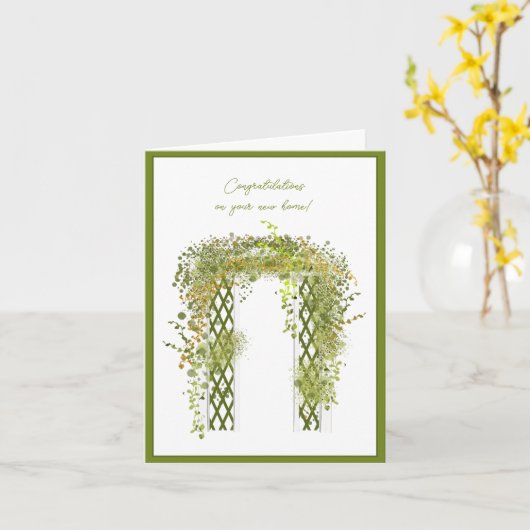 Lush Garden Trellis met Ivy and Foliage New Home Kaart (Gele Bloem)
