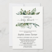 Lush Geometric Greenery Virtual Baby shower Kaart (Voorkant)