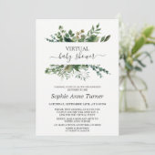 Lush Geometric Greenery Virtual Baby shower Kaart (Staand voorkant)