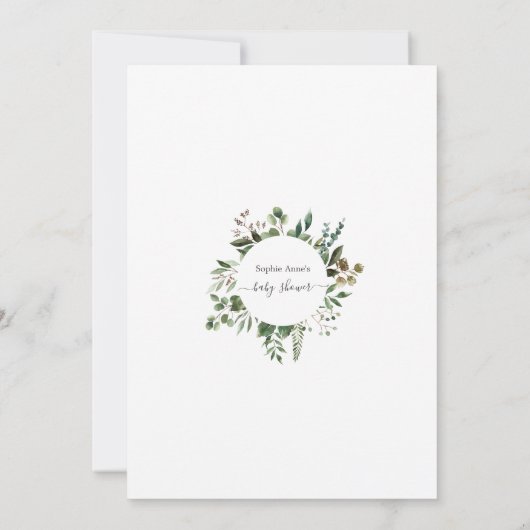 Lush Geometric Greenery Virtual Baby shower Kaart (Achterkant)