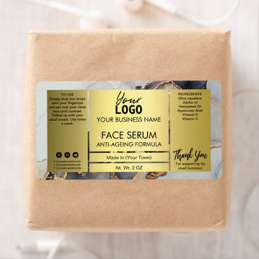 Lush Gold en Black Ink Face Serum Label (Insitu)