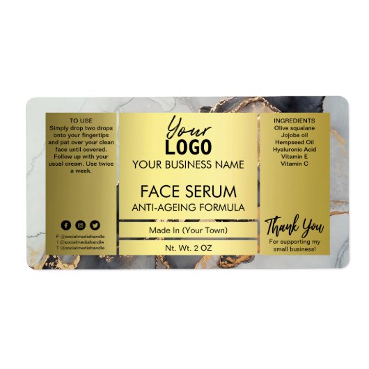 Lush Gold en Black Ink Face Serum Label (Voorkant)