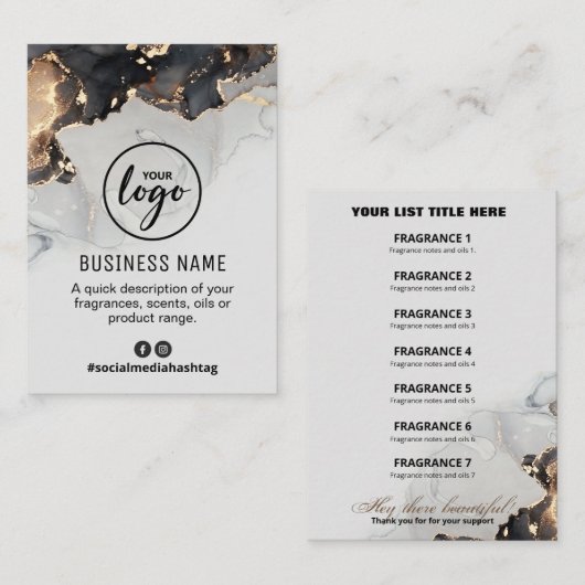 Lush Gold Vein Perfume Fragrance List Visitekaartje (Voorkant / Achterkant)