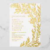 Lush Gouden Groen Informele 2 in 1 Bruiloft Folie Uitnodiging (Voorkant)