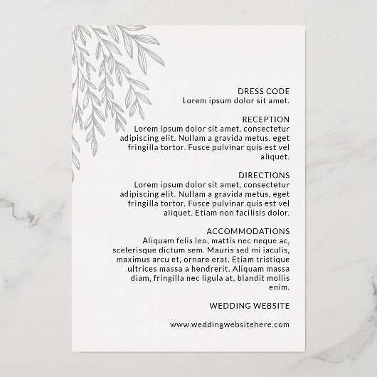 Lush Gouden Groen Informele 2 in 1 Bruiloft Folie Uitnodiging (Achterkant)