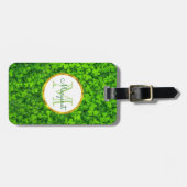 Lush Green Clovers met FAUX Gold Foil en Monogram Bagagelabel (Voorkant horizontaal)