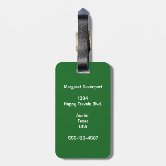 Lush Green Clovers met FAUX Gold Foil en Monogram Bagagelabel (Achterkant verticaal)