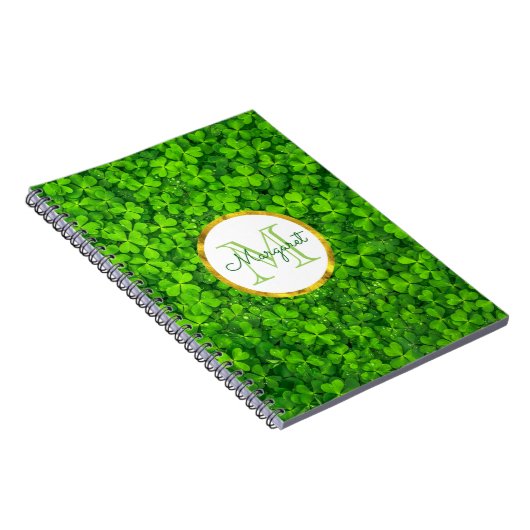 Lush Green Clovers met FAUX Gold Foil en Monogram Notitieboek (Rechterzijde)